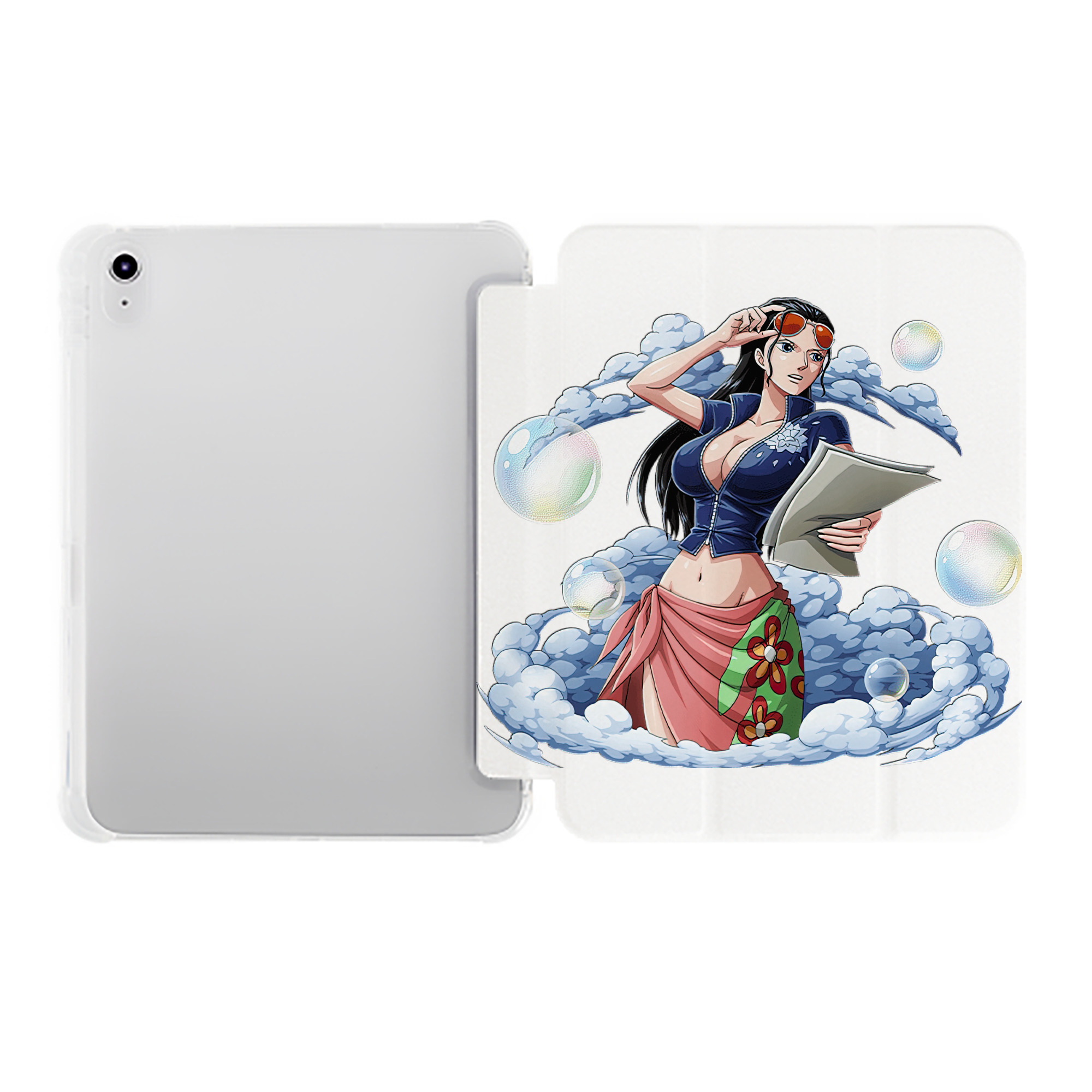 （画像用） ワンピース ニコ・ロビン ONE PIECE Nico Robin IPad ケース ペン収納付き 三つ折りスタンド PUレザー×シリコン 対応機種9.5/10.5/10.9インチ